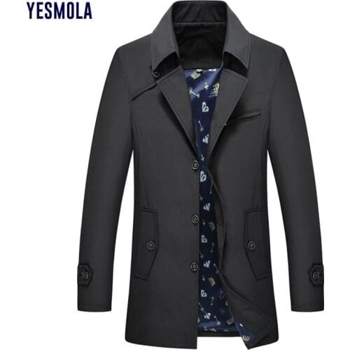 YESMOLA 2021 Autumn Winter Mens Coat Jacket Big Size Business Jacket Young Mens Slim Fit Coat Casual Korean Coat