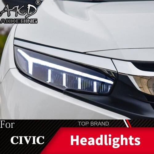 Head Lamp For Car HONDA Civic X 2016-2019 Headlights Fog Lights Daytime Running Lights DRL H7 LED Bi Xenon Bulb Car Accessories