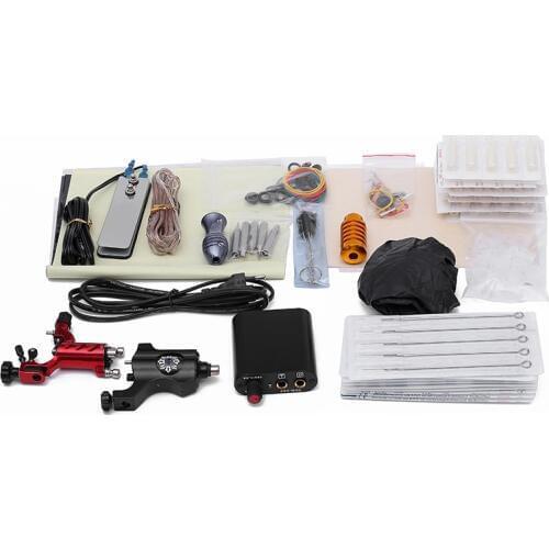 Complete Tattoo Kit 2 Tattoo Machines Gun Set Power Supply Grips Body Art Tools Set Tattoo Permanent Makeup Tattoo set