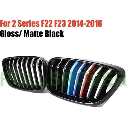 ROLLSROVER Black ABS Front Bumper Grille Grill For 2 Series F22 F23 2014-2016 3 Colors Single Strip Car Styling