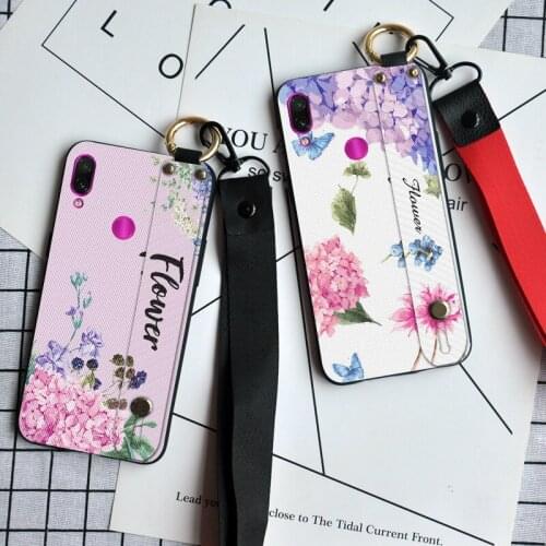 Luxury Floral Wristband Case For XiaoMi Redmi Note 5 6 7 8 8T 9S 9 Pro Max 3D Matte Silicone Full Coverr For Redmi K20 K30 Ultra