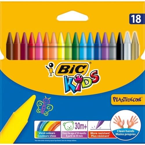 SERESSTORE Bic Kids Plastidecor Erasable Hand Pollute Pastel Paint 18 and 24 Colors