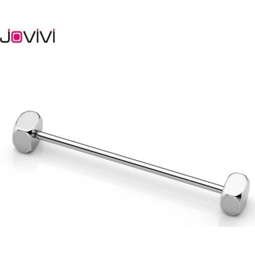 Jovivi 14G Stainless Steel Square Top Ear Stud 38mm Long Industrial Barbell Ear Cartilage Helix-Conch Bar Stud Earrings Piercing