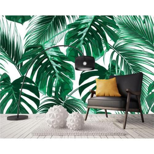 Modern customize wallpaper fresh rain forest plants banana leaves mural background 3d wallpaper tapety papel de parede beibehang