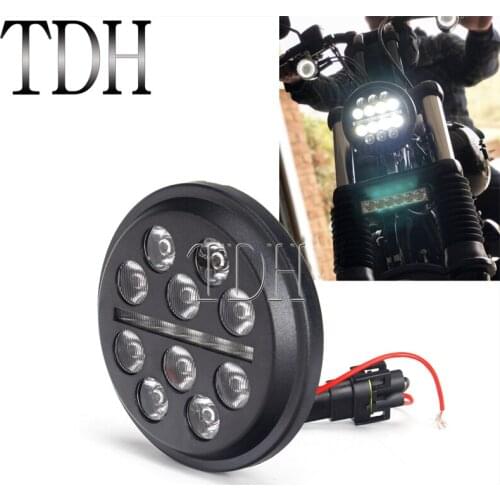 9-14V 5W/30W H4 Plug 4.5" LED Fog Light 4-1/2" Head Lights Auxiliary Spotlight for Harley Bobber Chopper Scrambler Aluminum