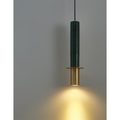 Wrought Iron Simple Marble Bedside Table Hanging Creative Personality Restaurant Bar Counter Cash Register Long Tube Chandelier