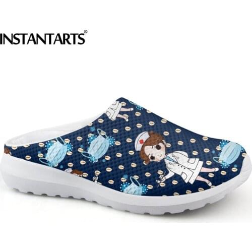 INSTANTARTS Cute Cartoon Nurse Shoes for Womens Physician Medical Slipper Comfortable Ladies Light Home Sandals Zapatos de Mujer