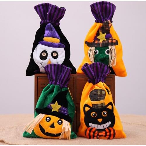1pc 26x16.5cm Halloween Decoration Cartoon Pumpkin Skull Witch Candy Bag For Party Decor Cookies Snack Packing Cloth Gift Bags