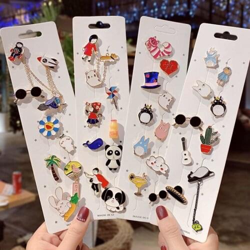 10Pcs/Set Fashion Yogurt Egg Rainbow Daisy Bike Anti-glare Brooch Cute Japanese Wind Chime Drink Alloy Brooch Cartoon Pin Badge