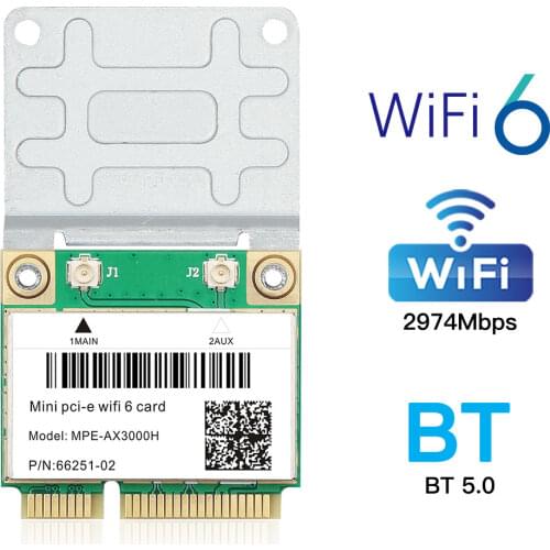 2974Mbps Wifi 6 Wireless Half Mini PCI-E Network Wlan Wifi Card Bluetooth 5.0 802.11ax/ac 2.4G/5Ghz Adapter MU-MIMO IPEX Antenna