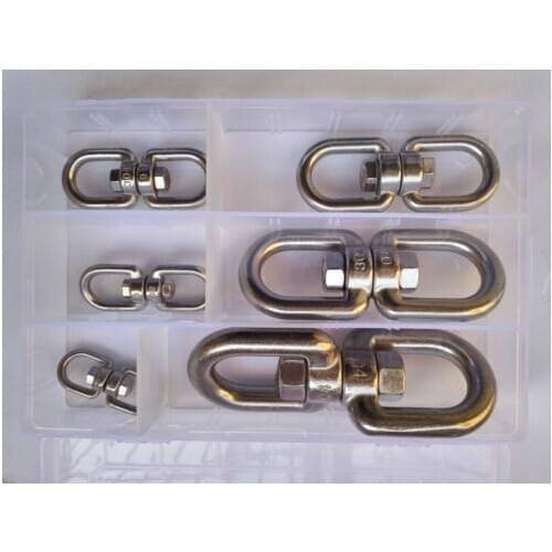6pcs M4-M12 Stainless Steel Rotating Universal Ring 8-Model Chain Link Buckle