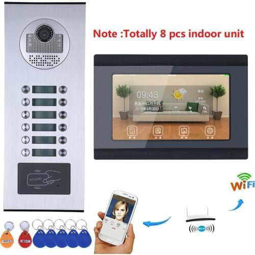 7inch Record Wired Wifi 8/9/10/11/12 Apartment/Family Video Door Phone Intercom System RFID IR-CUT HD 1000TVL Camera with 12