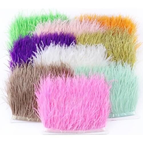 Ostrich Feathers Trim Fringe 6-8 CM Decoration for Dress Wedding Clothing Sewing Accessory Crafts Plumes 10 Meters Wholesale