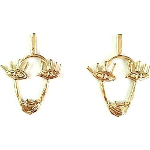 Free shipping 6 pair /lot fashion jewelry Artistic Temperament Hand Made Abstract Face Earring