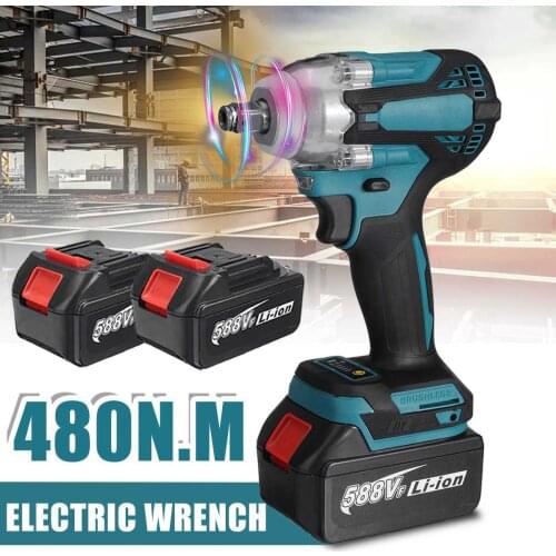 588VF 480N.m Brushless Electric Impact Wrench Cordless Wrench with1/2 Battery Power Tools Rechargeable for Makita 18V Battery