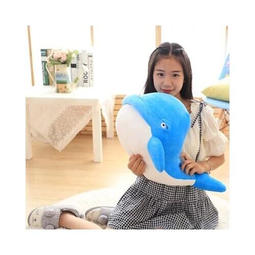 Large 60cm light blue whale soft throw pillow Christmas gift b0895