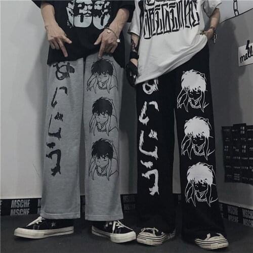 2021 Gray Hip Hop Pants Autumn Women Summer Loose Cool Devil Sweatpants Funny Streetwear Casual Korean Punk High Street Pants