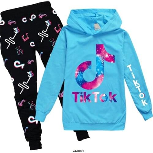 Childrens 3-16Y Sportswear Hoodie T-shirt Tik Tok Long Sleeve Spring Autumn Winter Casual Cotton Cartoon Suit