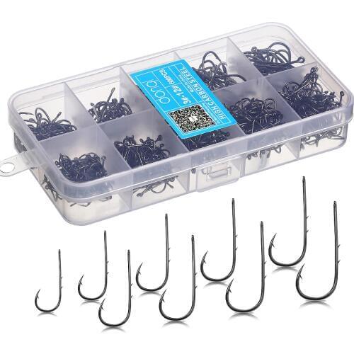 DONQL 200-600pcs/ Box Barbed Fishing Hooks Carp Single Fishihook Set 3#-12# Fly Fishing Accessories Carbon Steel Jig Sea Hooks