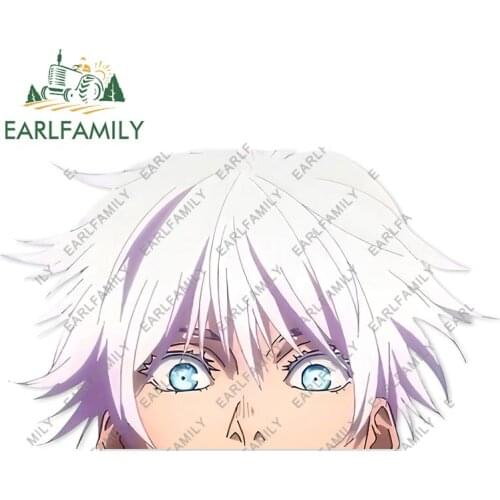 EARLFAMILY 13cm x 7.6cm For Jujutsu Kaisen Gojo Satoru Peek Car Stickers Vinyl Car Wrap Decal Funny Laptop Anime Decoration