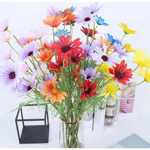 1 Pc 5 Heads Artificial Plant Vivid Faux Silk Flower Easy to Maintain Simulation Flower Home Decor Wedding Decoration indoor