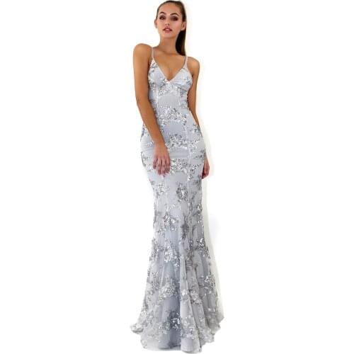 Kayars Sexy Mermaid Evening Dresses Long Women Sequin Spaghetti Strap V Neck Backless Grey Party Prom Gown Burgundy Formal Dress