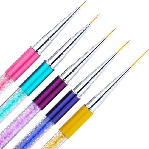 Nail Art Liner Brushes UV Gel Painting Acrylic Nail Design Nylon Brush Pen Nail Dotting Painting Drawing Crystal Pen