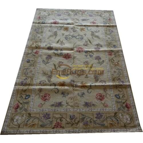 All - Floral Fine Needle Embroidered Carpet New Unique 100% Wool Hand-made Needlepoint Carpet Handmade Folk Art Wool Rug Carpet