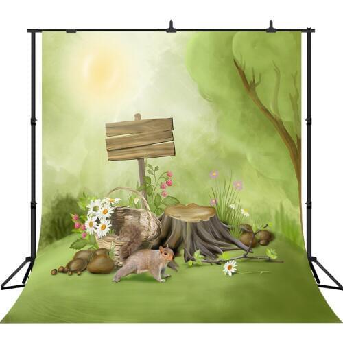 Lyavshi Photography Backdrop Squirrel Flowers Birthday party Children Backgrounds For Photo Studio Photo Prop Vinyl