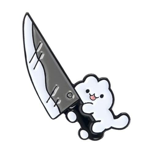 Cute cartoon creative kitten Brooch trash can dagger cat Enamel Badge jeans Lapel clothing bag accessories