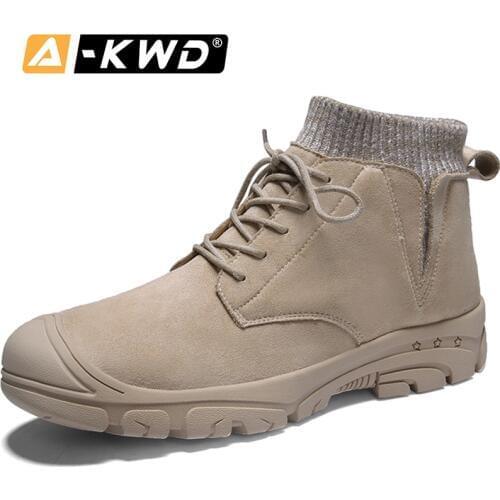 Fashion Winter Shoes Men Warm Mens Boot High Top Work Shoes Black Sock Boots Chaussure Homme Hiver Ankle Boots Men Leather Shoes
