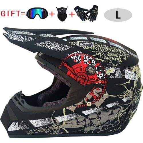 Moto Motocross Helmet ATV Off-Road Dirt Bike Helmet Shark Off-Road Dirt Bike Gear Combo Gloves Goggles For Kids Youth Child