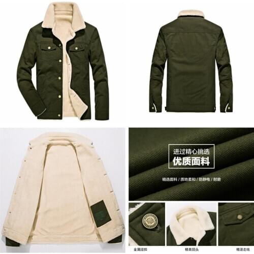 Coat Man Jacket Cotton Plus Thick Velvet Plus Size Large vintage Retro american casual Wear winter warm Mantle Men Drop Shipping