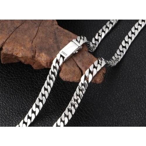 8mm solid 925 Sterling Silver mens Classic link chain necklace Gift Jewelry A4487