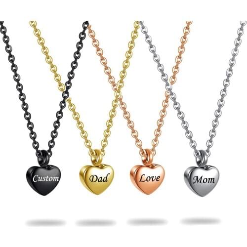 Custom Small Heart Locket cremation Stainless Steel memorial Urn Necklace for Ashes Pendant Jewelry