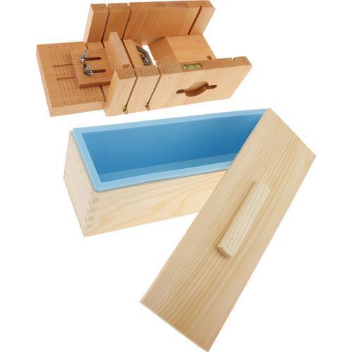 Silicone Mold Soap Making Tool Set Wooden Soap Loaf Cutter Box Wire Cutting Adjustable Front Board Kitchen Tools