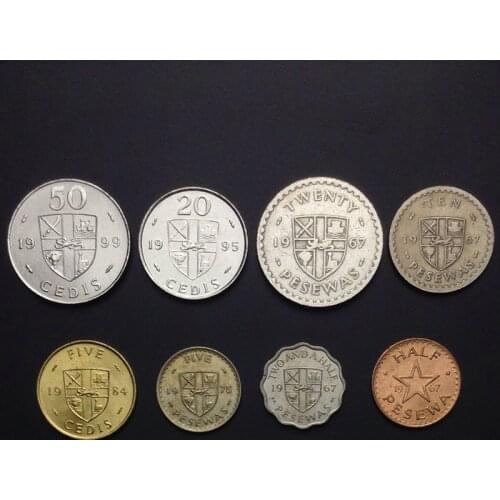 Set of 8 Ghanaian100% Real Original Coins Genuine Issuing Collection Coins Unc