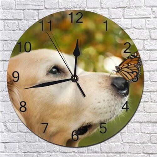25CM Wall Decor Clocks Dogs Patter Numeral Digital Dial Mute Silent Fashion Digital Clocks Battery Operated Clocks for Bedroom