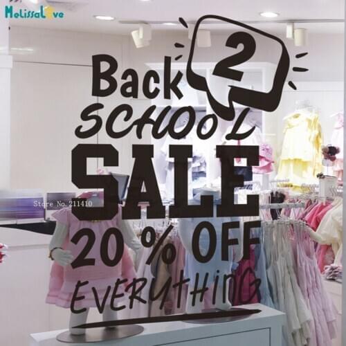 Back 2 School Sale 20% OFF Everything Window Sticker Youth Fashion Clothing Discount Sign Vinyl Decals Removable YT3587