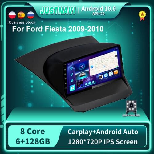Newest 6G 128G Car Radio For Ford Fiesta 2009 2010 GPS 1280*720P Android 10.0 Multimedia Video Player IPS BT Rear No SYNC DVD 9"