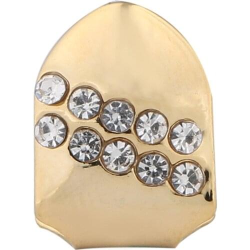 Single Gold Teeth Grills Hip Hop Grills Top Grill Cosplay Teeth Cap Tooth Body Jewelry Copper Dental Grills Simple Diamond Gifts