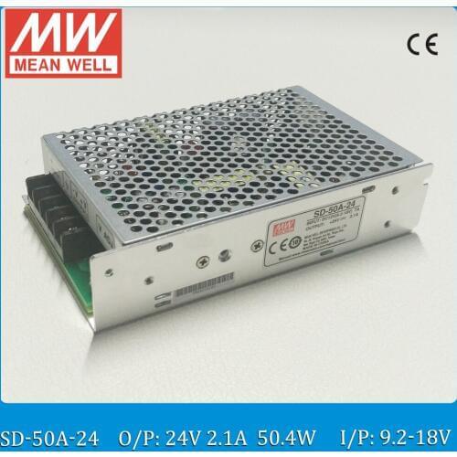 Original MEAN WELL converter SD-50A-24 Input 9.2~18VDC to Output 50W 2.1A 24VDC enclosed type converter