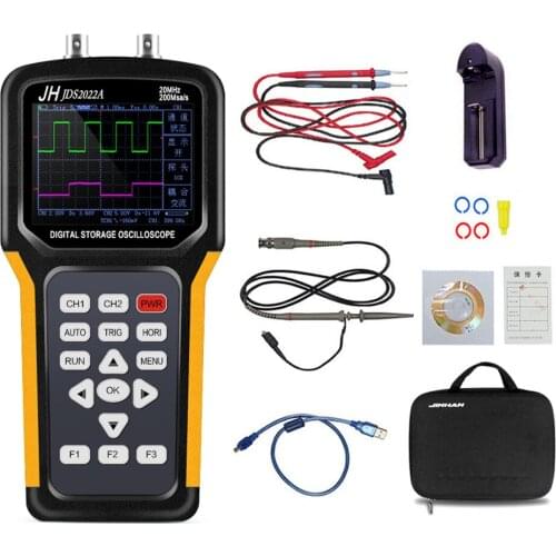 JDS2022A 20MHz Bandwidth 2 Channel Handheld Digital Oscilloscope 200MSa/s Sample Rate Electrician Circuit Maintenance Tools