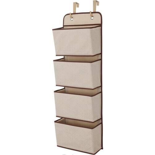Hanging Handbag Organizer for Wardrobe Closet Storage Bag Door Wall Sundry Shoe Bag with Hanger Pouch 4 Layers