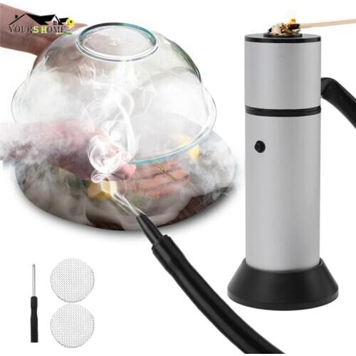 1 Set Food Cold Smoke Generator Portable Molecular Cuisine Smoking Gun Meat Burn Smokehouse Cooking for BBQ Grill Smoker Barware