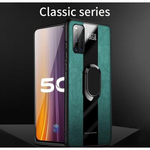 Skeypaik Luxury Shockproof Car Magnetic Ring Holder PU Learher Phone Case For Vivo IQOO 3 7 5 Pro Iqoo Neo 3 Cover Fundas Coque