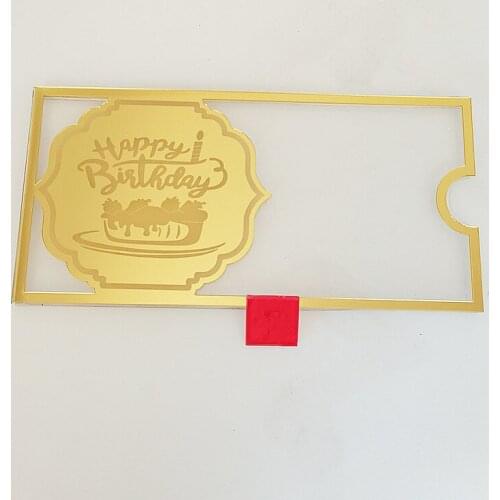 Transparent Acrylic Money Box Cash Tray With Gold Design Happy Birthday Gifts Box Wedding Anniversary Arabic