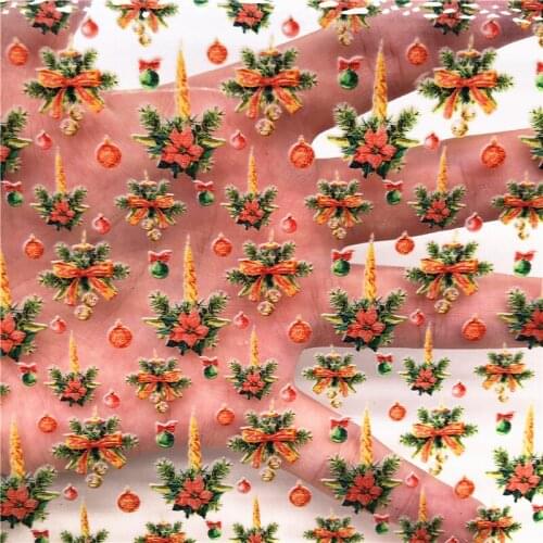 Christmas Flowers with Corns Printed JELLY Sheets, See Through Leather, Transparent Faux Leahter For Bows DIY A4 SIZE R315A