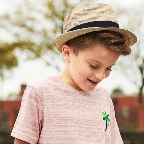 Children Sunhat Kids Summer Beach Straw Hat Jazz Panama Trilby Fedora Hats British Cap Breathable Baby Hats Girls Boys Sunvisor