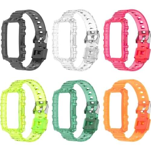 Silicone Transparent Wrist Strap Bracelet with Frame Case Replacement Watchband One Size for Huawei Watch Fit Strap Accessories